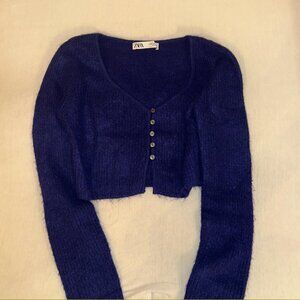 Zara Cropped Purple Cardigan